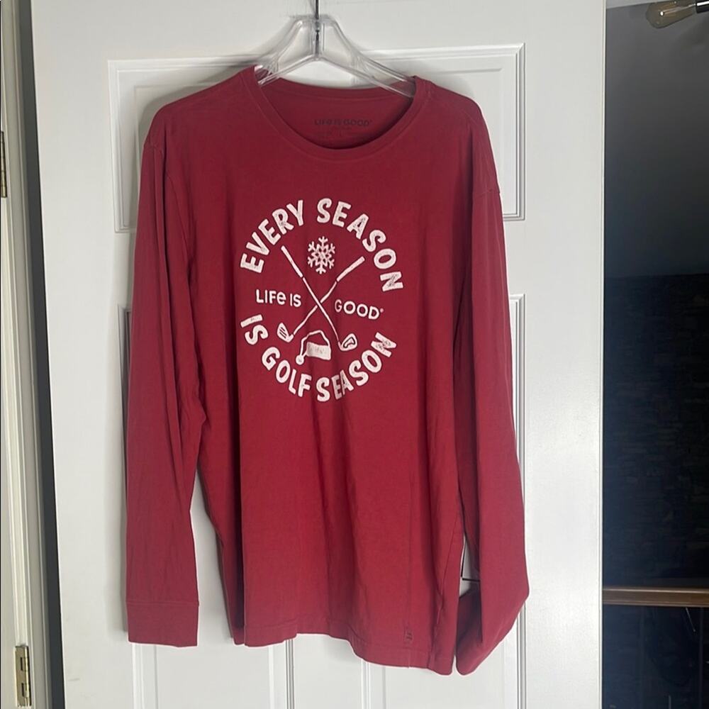 Life Is Good Red Long Sleeve Tee Graphic Comfort. Golf. Large